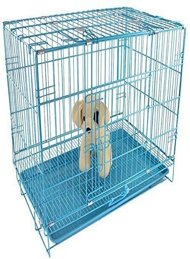 Pups&Pets Cage House for New Born Puppies, Small Cats Kittens, Hamsters, Rabbits, Guinea Pigs Kennel & Travel Carrier Double Door Heavy Duty Folding Metal Cage 18 Inch (Blue) - Image 3